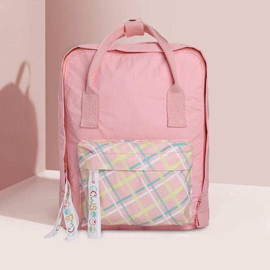 Pink kids' backpack square lightweight aesthetic school supplies